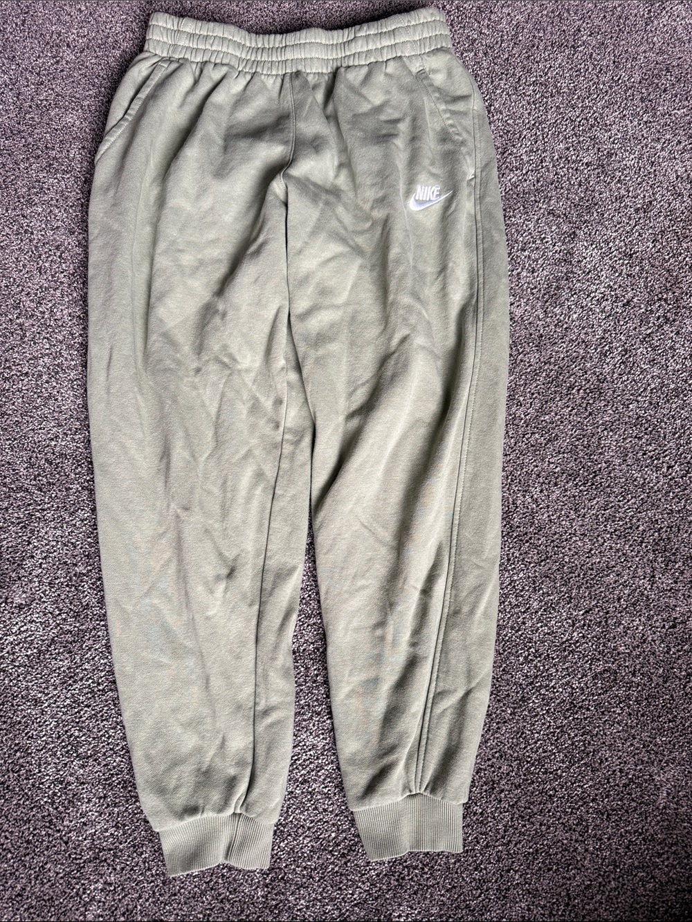 Nike Kids Olive Joggers with White Swoosh